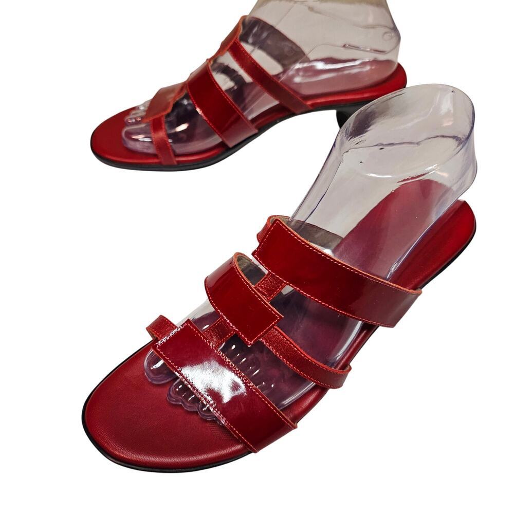 Munro Red 8.5M Patent slipon comfy block heel Lightweight Slippers ComfortTravel